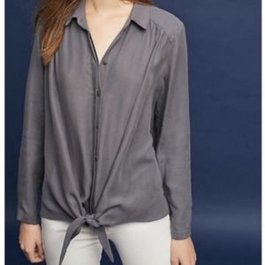 Anthopologie Maeve Button Up Tie Front Top